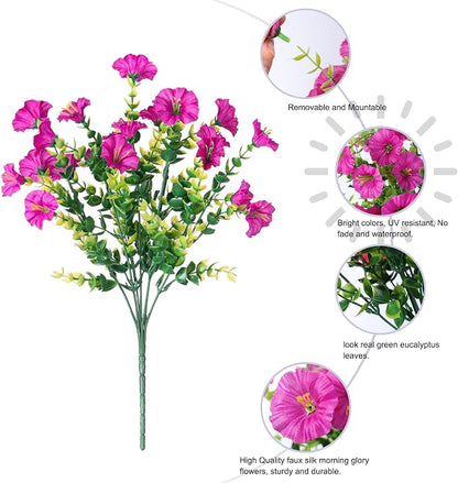 Artificial Flowers Fake Plants for Outdoors Decoration, 12 Bundles Silk Morning - Image 7