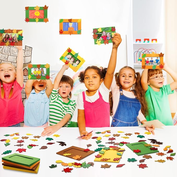 Ferraycle 232 Pcs Fall DIY Picture Frames Craft Kit Thanksgiving Felt Photo - Image 2