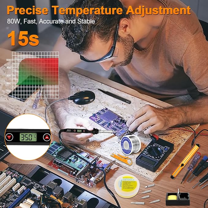 Soldering Iron Kit 80W LCD Adjustable Temperature 180-520℃ Solder Kit - Image 4