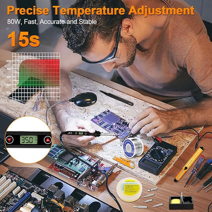 Soldering Iron Kit 80W LCD Adjustable Temperature 180-520℃ Solder Kit - Image 4