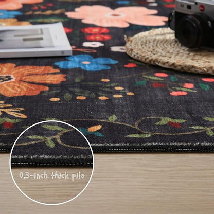 Rugcomf Door Mat Indoor Entrance 2x3 Rug Machine Washable Boho Floral Small - Image 6