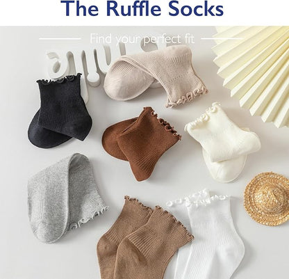 Hstyle 6 Pairs of Ruffle Socks Women, Cute Ruffle Ankle Socks - Image 4