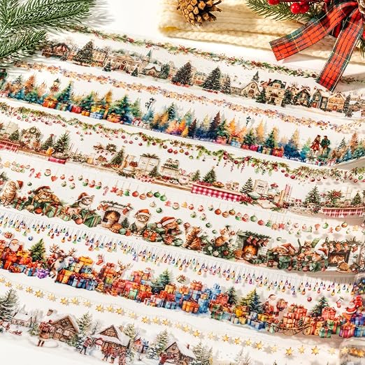 6 Rolls PET Washi Tape Stickers Set, Christmas Washi Tape by MisKepaa