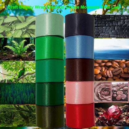 5/8 Inch Assorted Satin Ribbon Set, 50 Yards Double Faced Pack, Into The Forest - Image 3