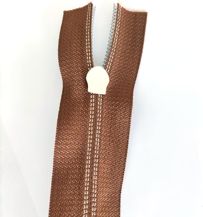 Leekayer #5 Metallic Silver Nylon Coil Zippers by The Yard Bulk 10 Yards Brown - Image 6