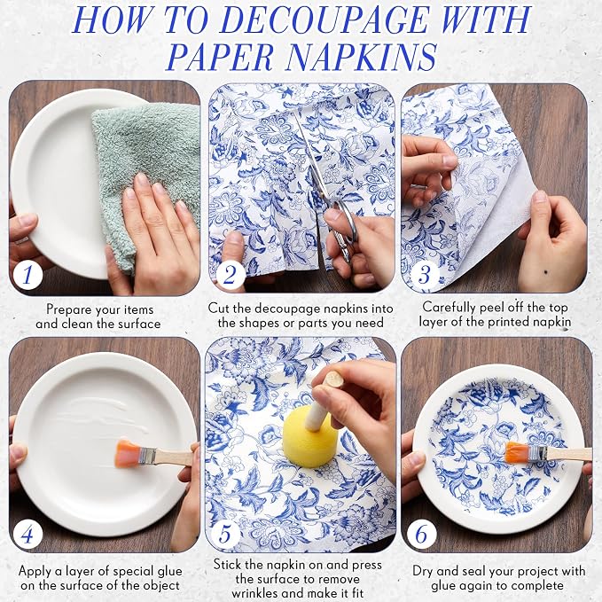 Crtiin 36 Pack 9 Styles Decoupage Napkins Assorted Floral Decorative Decoupage - Image 4