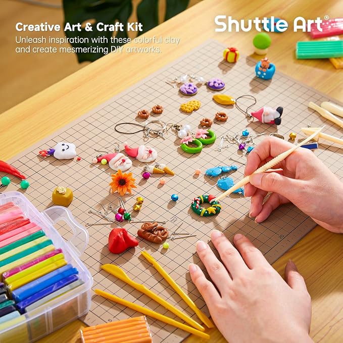 Shuttle Art Polymer Clay Kit, 50 Colors, Soft Oven Clay Kit, 19 Carving Tools - Image 6