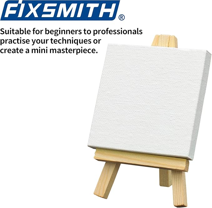 FIXSMITH 3x3 Inch Mini Stretched Canvas Easel Set- Bulk Pack of 12, Small - Image 2