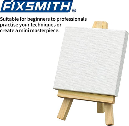 FIXSMITH 3x3 Inch Mini Stretched Canvas Easel Set- Bulk Pack of 12, Small - Image 2