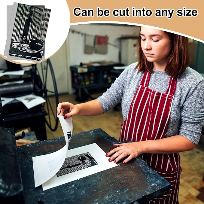 Yeaqee 8 Pcs Mixed Sizes Linoleum Block Rubber Carving Block Soft Linocut - Image 5
