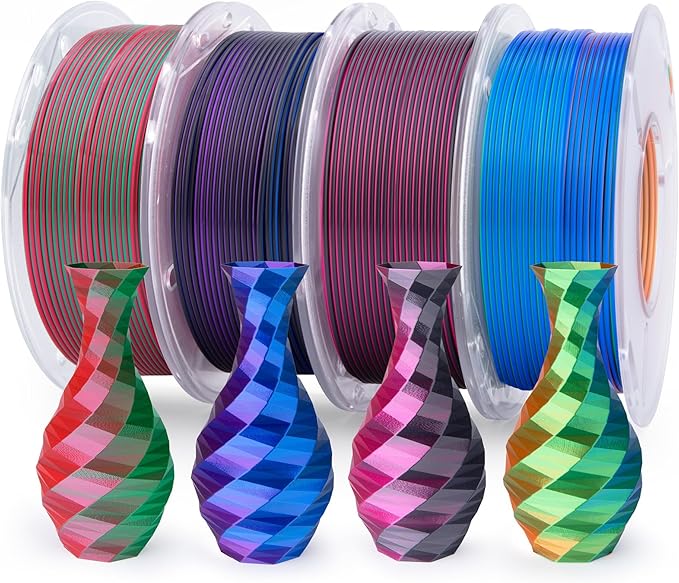 ELEGOO Silk PLA Filament Bundle 1.75mm, Dual and Triple Colors Shiny 3D Printer by ELEGOO