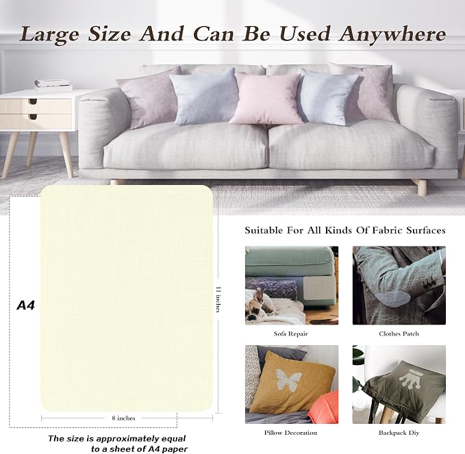 Fine Linen Repair Patches, Self-Adhesive Linen Fabric Patches, 8X11 inch Extra - Image 4