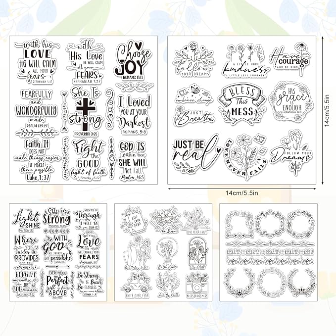 Whaline 5 Sheets Bible Verse Clear Stamps Christian Jesus Silicone Transparent - Image 2