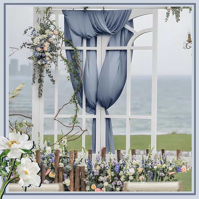 Horbaunal Dusty Blue Chiffon Fabric by The Yard, 1 Yard Continuous Sheer Fabric - Image 6
