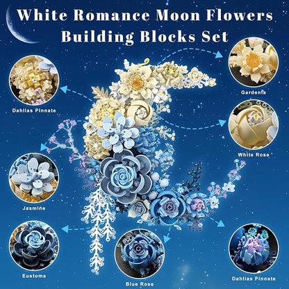 Blue Moon Flower Building Set, Botanical Collection Crescent-Shaped Artificial - Image 3