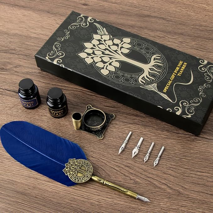 Quill pen ink set, Feather Pen and Ink Set, Antique Calligraphy Pen - Image 3