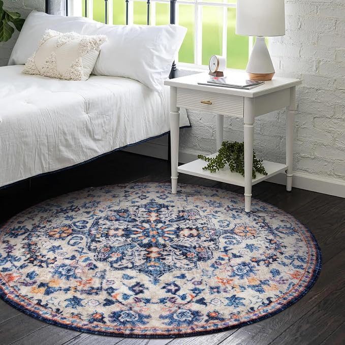 Lahome Round Rug 4ft, Washable Bathroom Rug Non Slip Entryway Circle Mat - Image 3