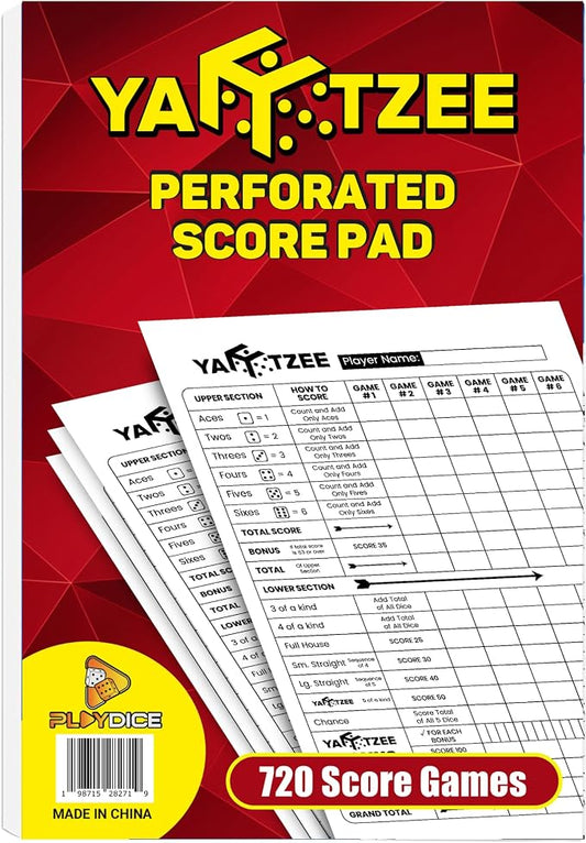 PlayDice Perforated Yahtzee Score Pads: 120 Easy Tear Off Score Sheets by PlayDice