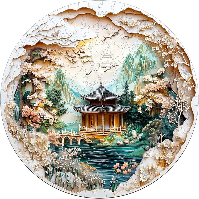 KAAYEE Wooden Puzzles for Adults, 3D Visual Effect Chinese Landscape Painting - Image 9