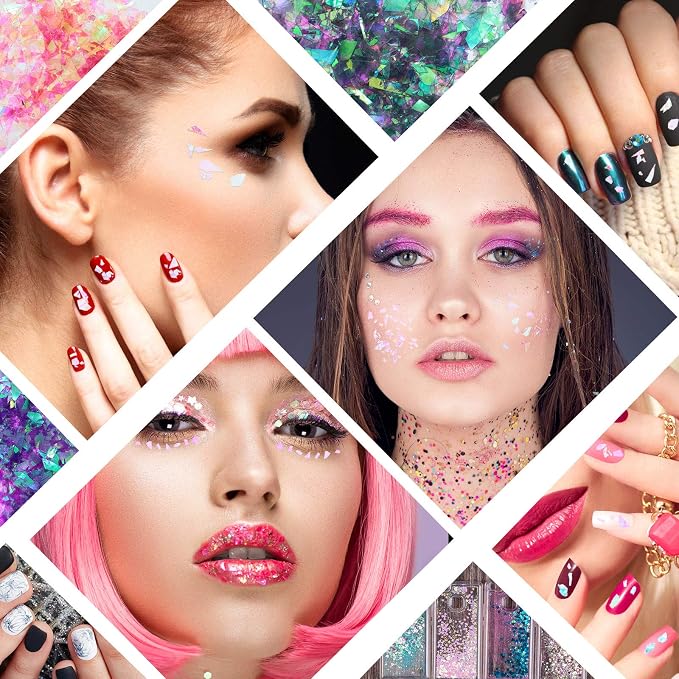 18 Boxes Mermaid Iridescent Chunky Glitter Flakes Chrome Nail Sequins Aurora - Image 6