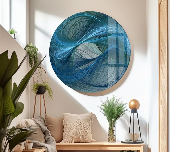 My Photostation.com Round 24'' Blue Energy Abstract Wall Art – Fluid Motion - Image 4