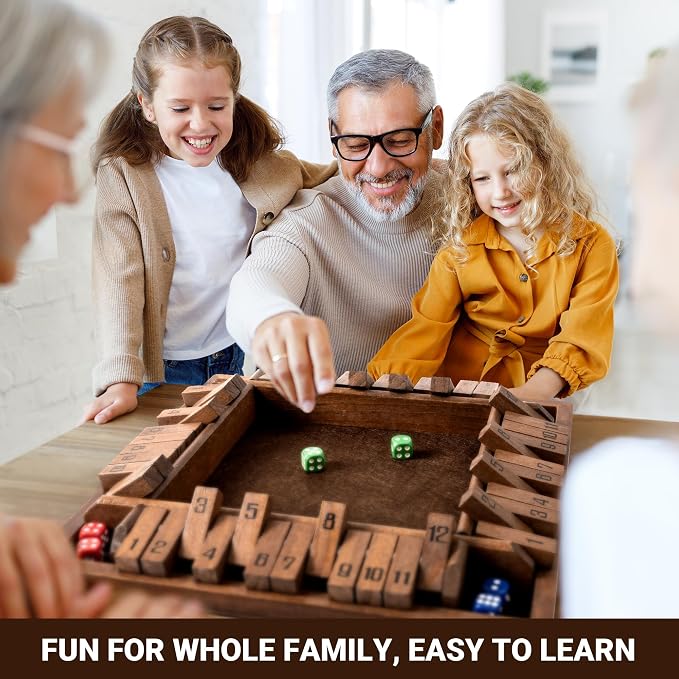 ropoda Shut The Box Game, Upgraded 12 Numbers Wooden Board Games - Image 2