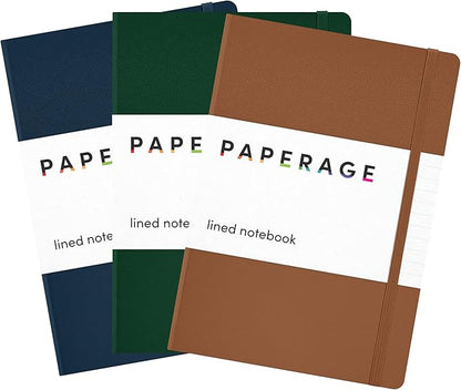 PAPERAGE Lined Journal Notebook, 3 Pack, 160 Pages, Medium 5.6 in x 8 in by PAPERAGE