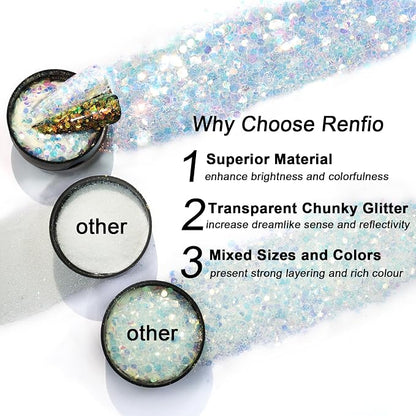 Renfio Opal Chunky Glitter, 1.58oz/45g White Glitter, Dreamy High Sparkle - Image 4