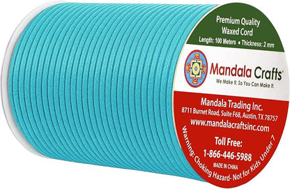 Mandala Crafts 2mm 109 Yards Turquoise Cotton Waxed Cord - Image 2
