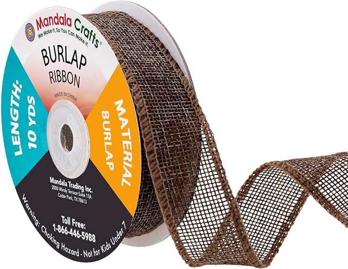 Mandala Crafts Brown Burlap Ribbon 1 Inch Wide Jute Ribbons by MandalaCrafts