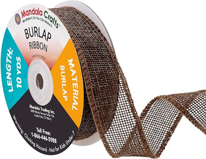Mandala Crafts Brown Burlap Ribbon 1 Inch Wide Jute Ribbons by MandalaCrafts