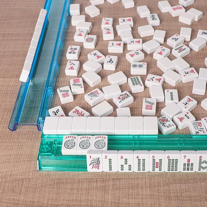 American Mahjong Game Set, 166 Light Green Tiles, 4 All-in-One Rack/Pushers - Image 4