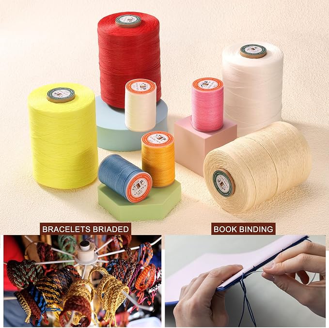 uxcell Round Leather Sewing Waxed Thread, 55m / 60 Yards Polyester Wax String - Image 6
