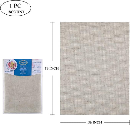 Aida Cloth Big Size 18 Count, Light Oatmeal Cross Stitch Fabric, 59 inch by 36 - Image 2