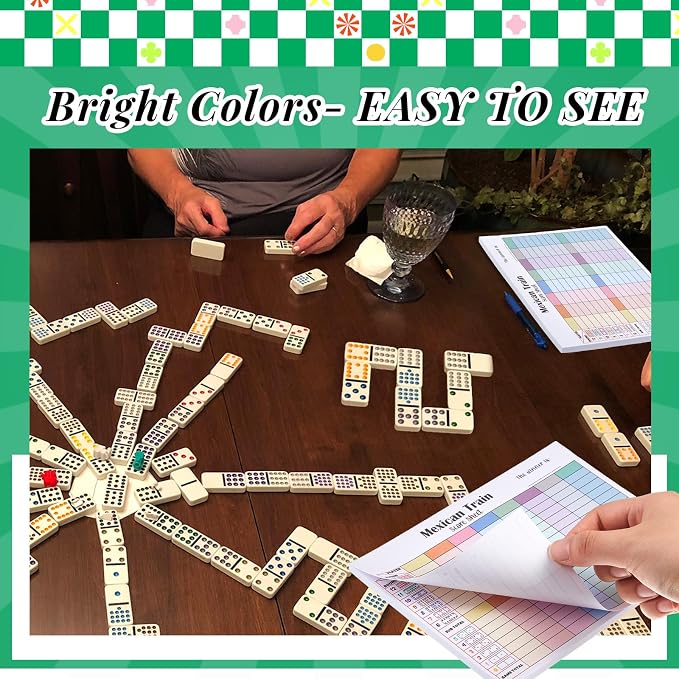 1 Pack 60 Sheets Mexican Train Score Pads Colorful Chicken Foot Dominoes Game - Image 3
