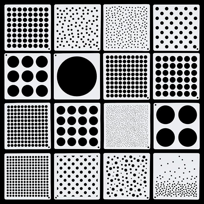 16 Pcs Circle Stencils for Drawing, Polka Dot Stencils Round Geometric Stencil by Unknown