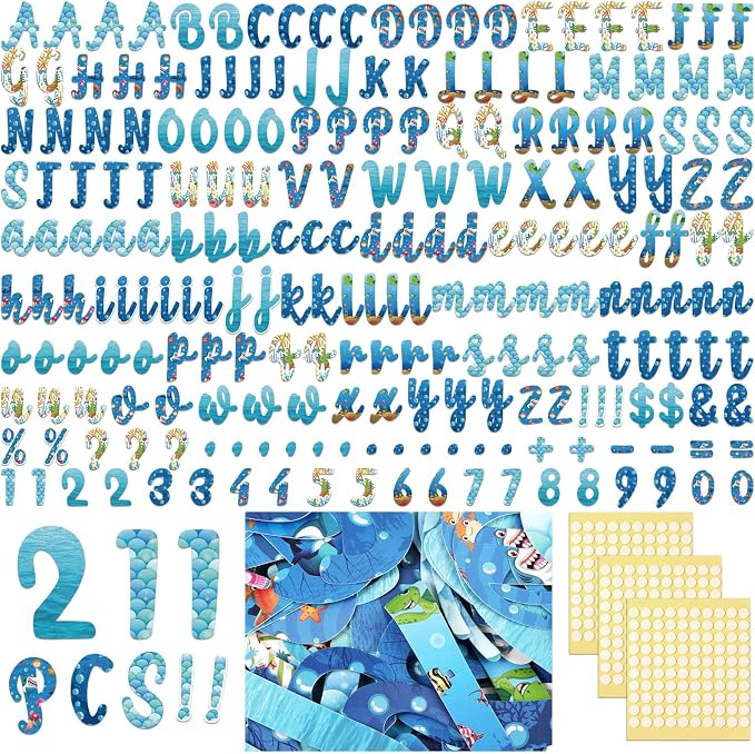221 Pcs Bulletin Board Letters Round Alphabet Number Punctuation Symbol Combo by Humyoun