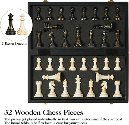 15" Large Chess Set for Adults- Weighted Acrylic Pieces Including Extra 2 Queens - Image 4