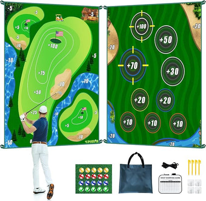 Golf Chipping Game Mat, Double Sided Golf Hitting Mat, 6x5 FT Golf Practice Mat by TOTOSIN