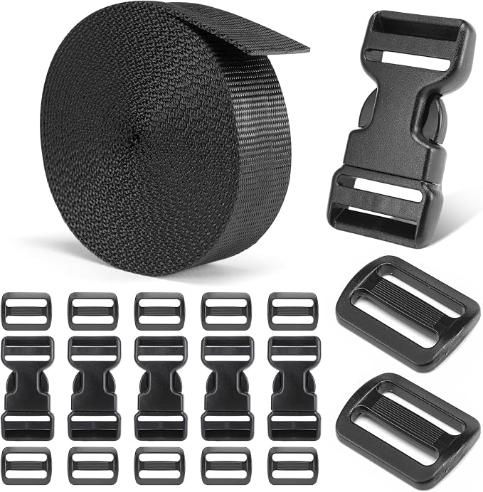 Heavy-Duty Buckles and Strap Set 1-1/4": 6 Yards of Thick Nylon Webbing by BEYOURD