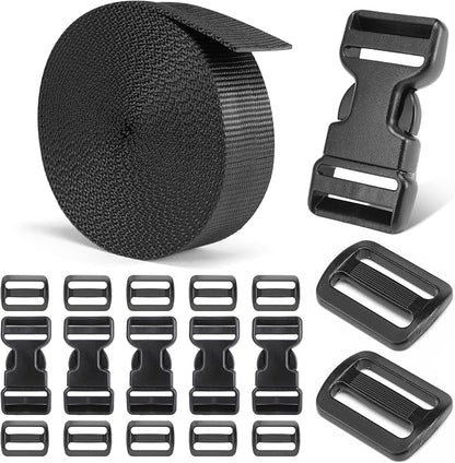 Heavy-Duty Buckles and Strap Set 1-1/4": 6 Yards of Thick Nylon Webbing by BEYOURD