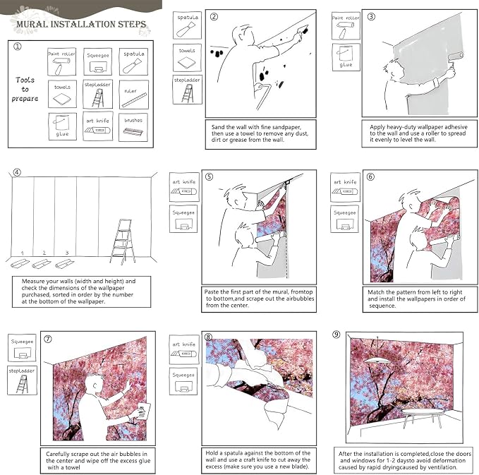 AFZEVEB-Pink Flower Wallpaper Natural Landscape Floral Wall Mural - Image 6