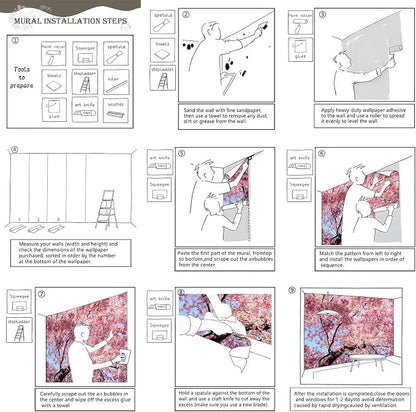 AFZEVEB-Pink Flower Wallpaper Natural Landscape Floral Wall Mural - Image 6