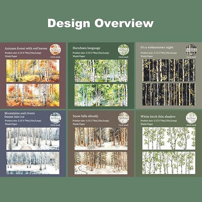 Forest Washi Tape Set, 6 Rolls Tree Landscape Stickers - Image 4