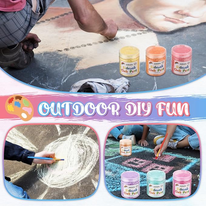 Faccito 9 Pcs Sidewalk Chalk Paint Kit Non Toxic Paint Washable Powdered Chalks - Image 6