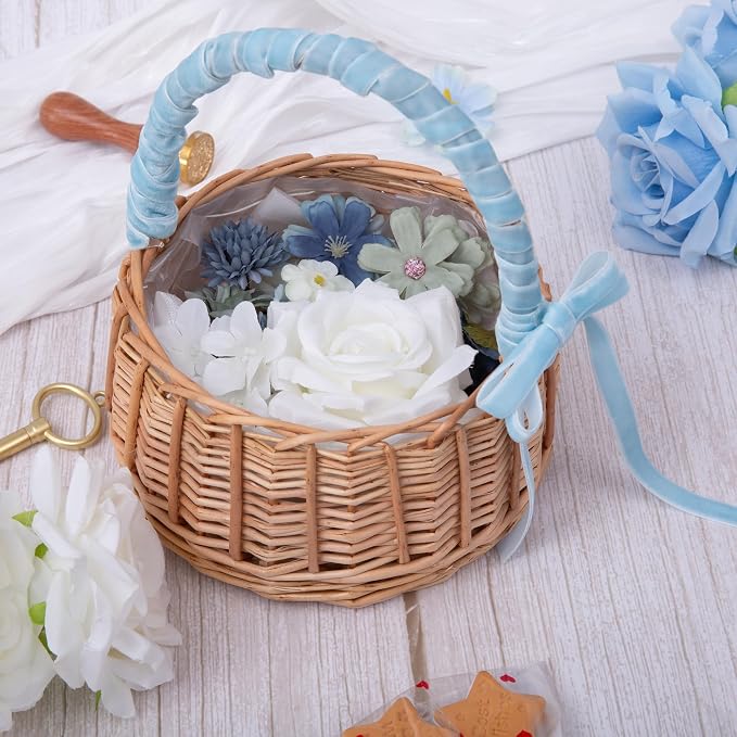 Vintage Sky Blue Velvet Ribbon Christmas Ribbon - Image 4