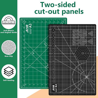 ArtAt Self Healing Cutting Mat: 12inch x 18inch Double Sided 5-Ply Fabric - Image 6