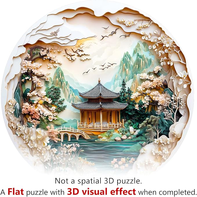 KAAYEE Wooden Puzzles for Adults, 3D Visual Effect Chinese Landscape Painting - Image 7