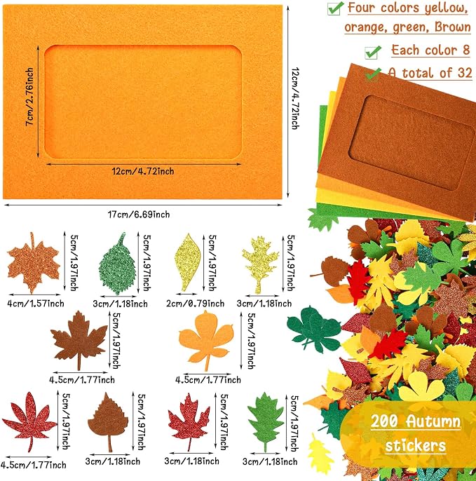 Ferraycle 232 Pcs Fall DIY Picture Frames Craft Kit Thanksgiving Felt Photo - Image 3
