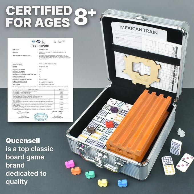 Queensell Mexican Train Dominoes Set Double 15 - Image 5